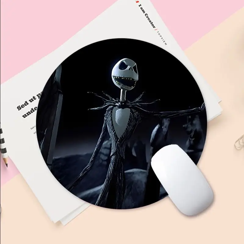 Disney Jack Skellington 20 x 20 cm rundes, verdicktes Mauspad, übergroße Gaming-Tastatur, Tischmatte, Schreibtisch-Set, Zubehör, Padmouse