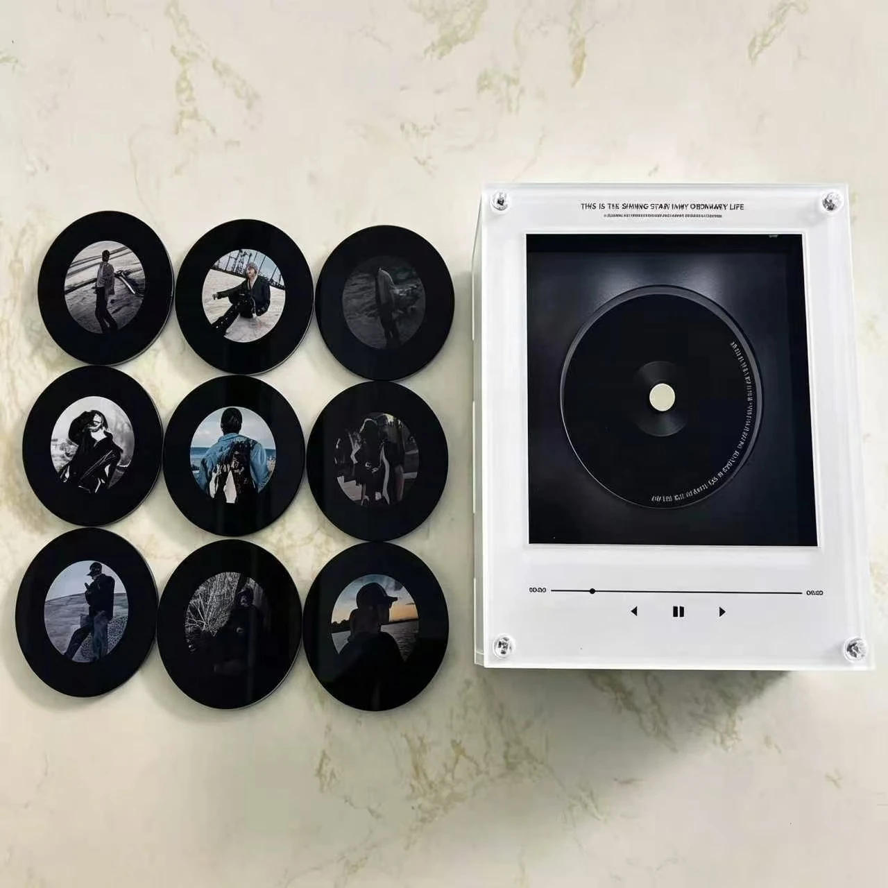 Acrylic Music Fridge Magnet Rotating Glowing Record Player Ornament NFC Induction Singing Decor Parts Unisex Gift