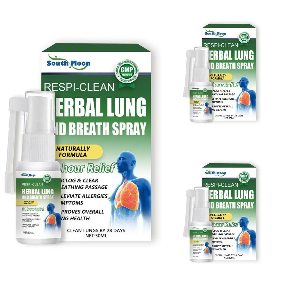 

3PCS Herbal Cleansing Lung Spray For Smoker Detoxification Clear Nasal Congestion Relieve Throat Discomfortable Nasal Care Spra