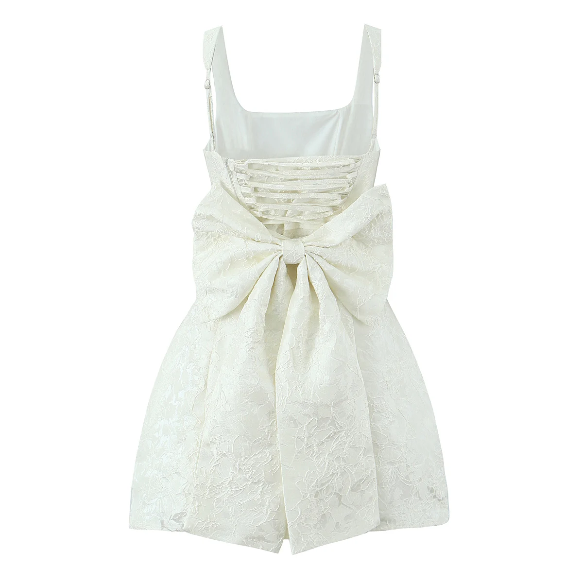 2025 Sweet Jacquard weave Mini Tank Dress Women Cross Lacing up Bow Back Ball Gown Dresses Party Skater Sleeveless Robe Vestido