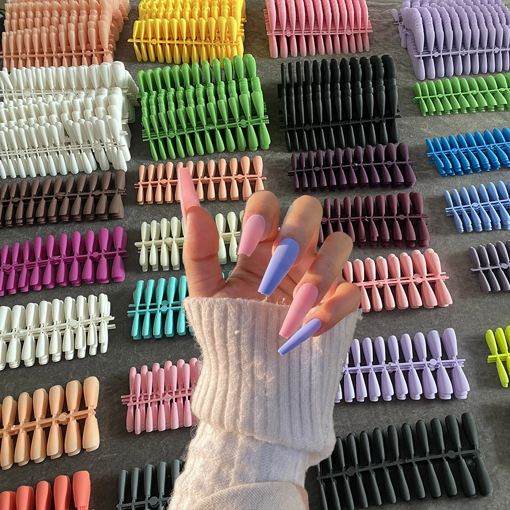 120pcs Random Colors Coffin Short Long Matte False Press on Nails Full Cover Fake Nails Tip for Manicure Tools