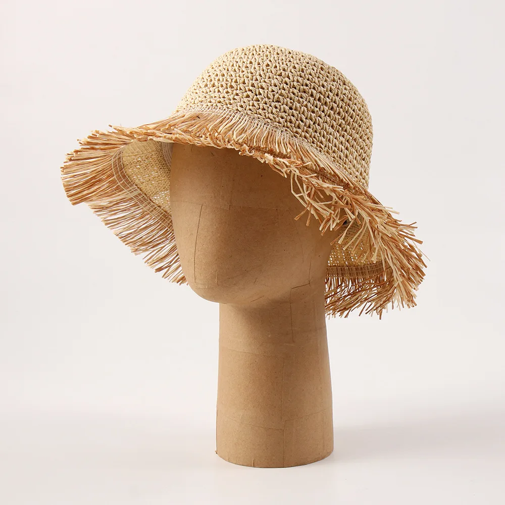 Women New Hand Crochet Foldable Beach Sun Hat Hollow Out Breathable Bucket Cap