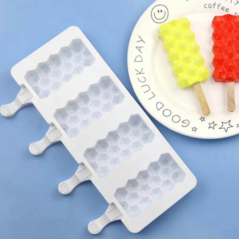 4 Large Diamond Ice Cream Molds DIY Popsicle Molds Summer Ice Cream Molds Not Equipped with Sticks