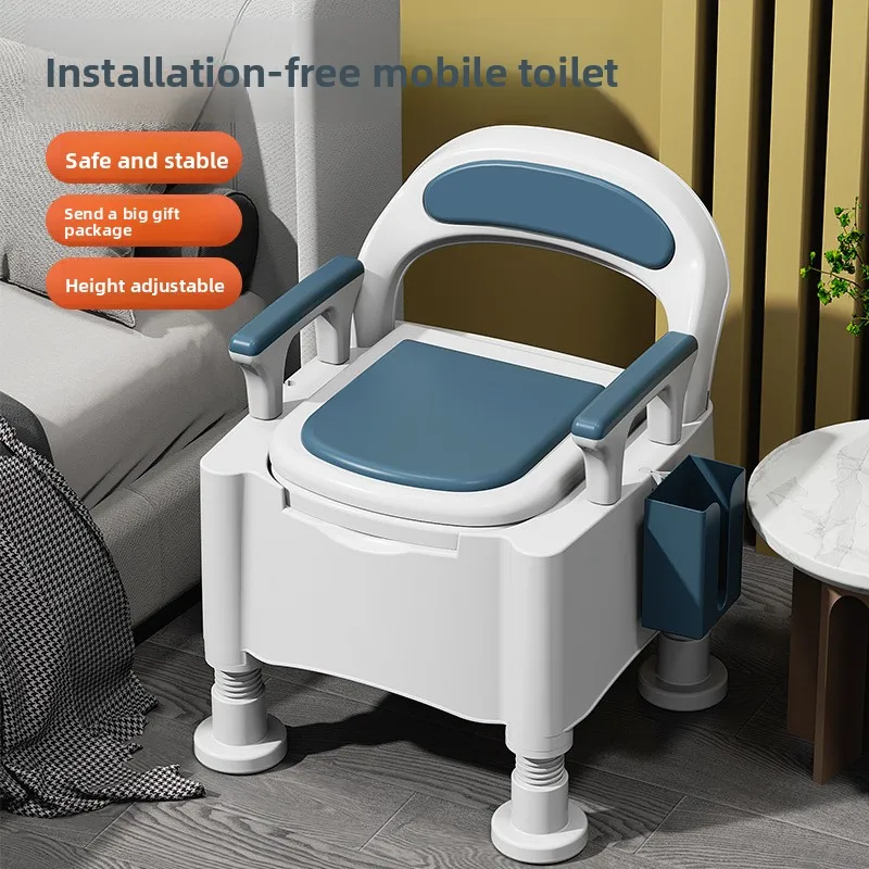 Commode Chair Portable Toilet Odor Proof Bedside Potty Mobile Toilet Seat Durable Frame for Elderly Bedroom Use