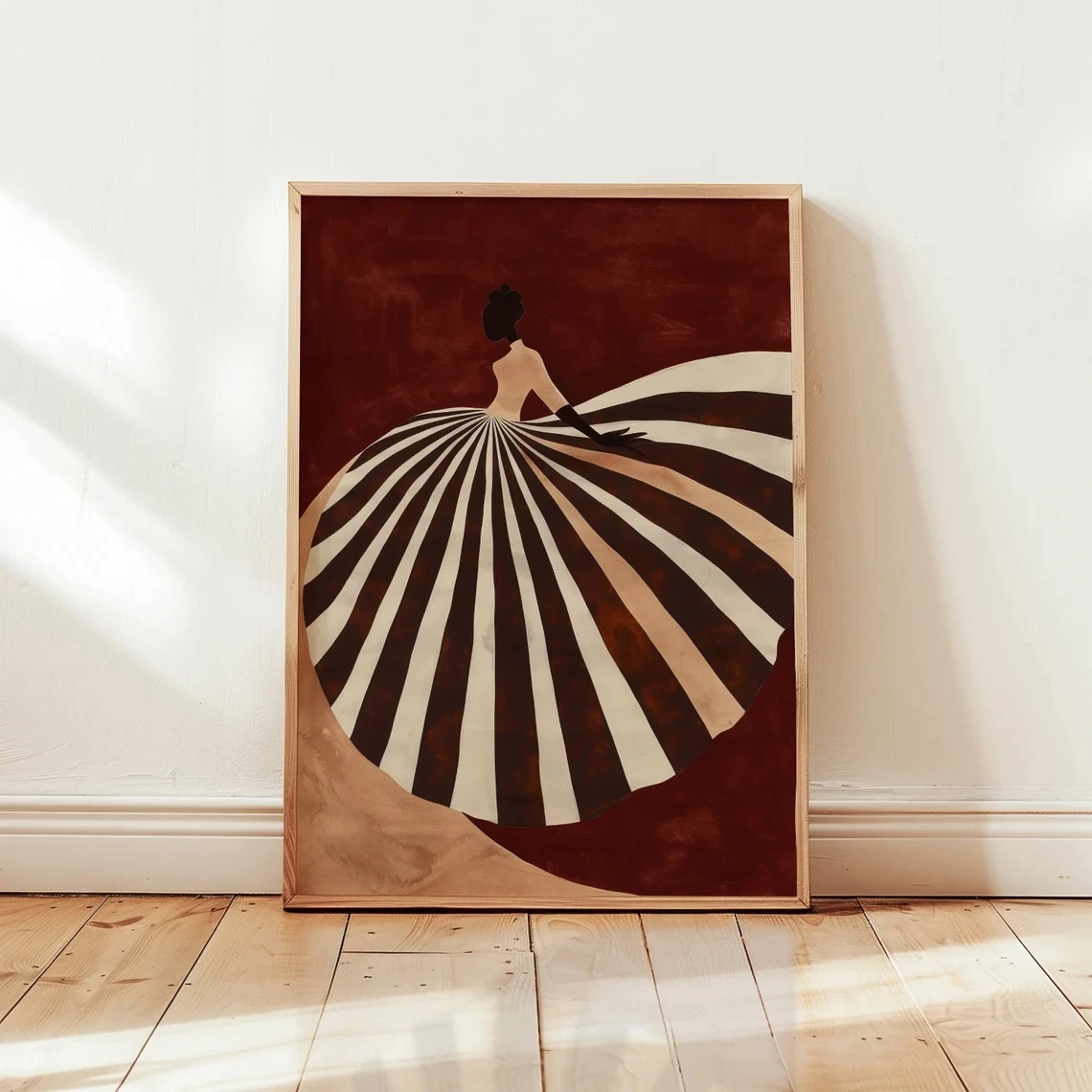 Reflective Dark Brown Striped Wall Art Prints And Posters Abstract Artwork Wall Pictures for Girl's Room Home Decoration Gift