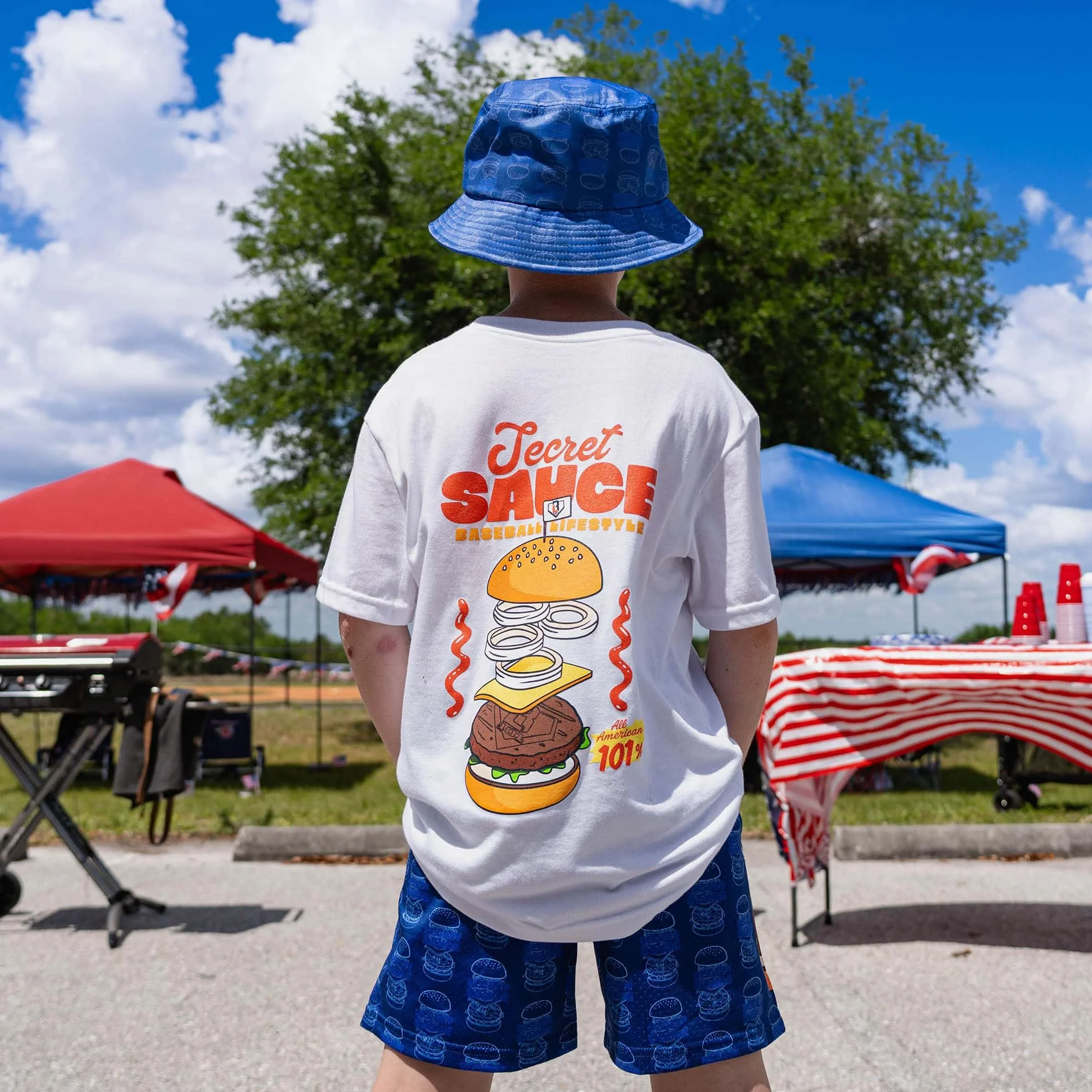 

Summer New Baseball Life # 101 # Fun Burger Printed Casual Sports Cotton T-shirt for Youth/Adults