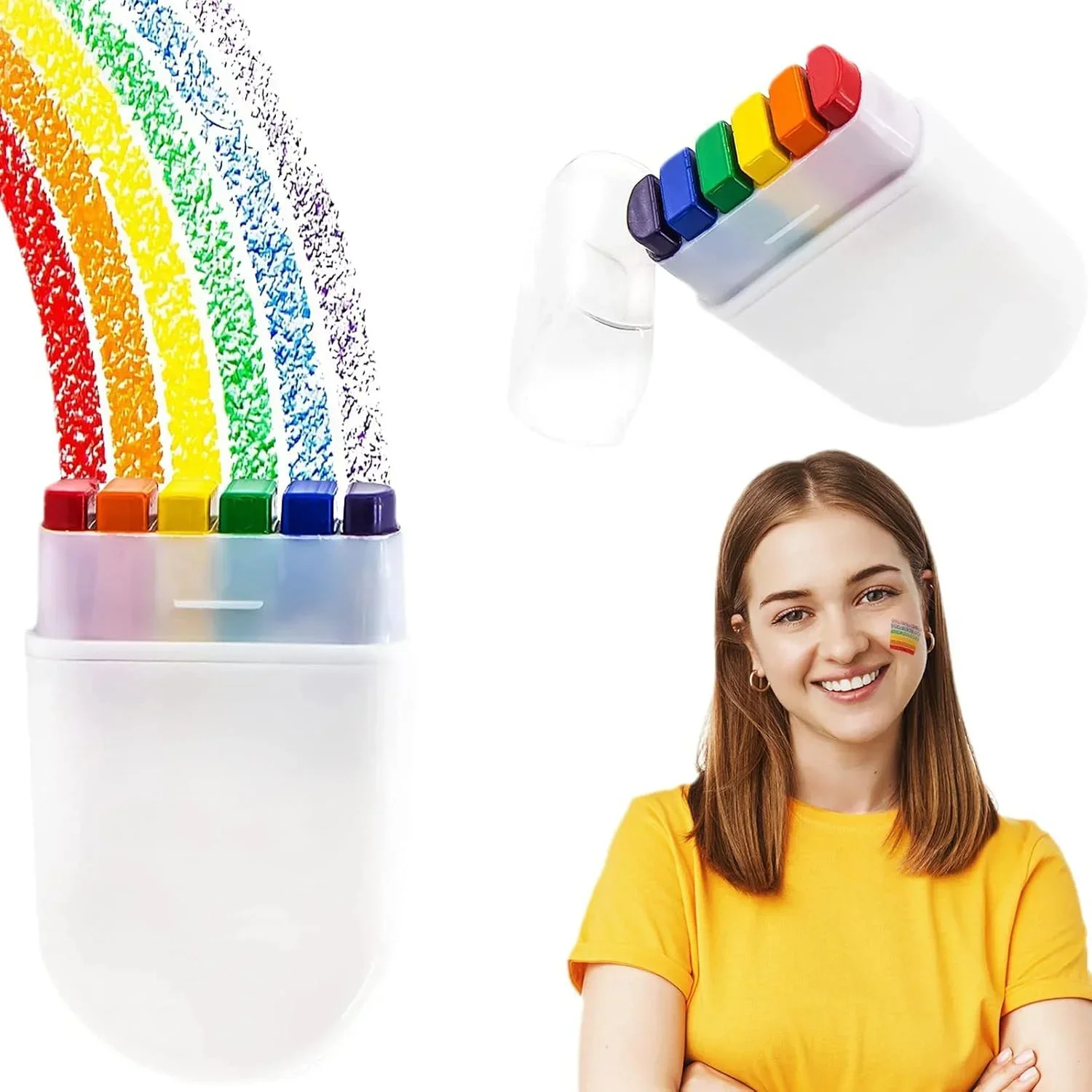 2026 Nuevo Set de 2 Crayones Arcoíris para Pintar Caras, Accesorios Coloridos para Fiestas Temáticas de Cumpleaños, Recuerdos para Fiestas y Disfraces en Casa