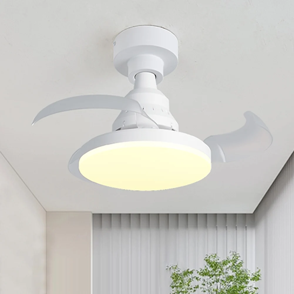 

Portable Hanging Fan with LED Light Remote Control Cordless Fan 3 Gears Invisible Leaf Fan for Dining Room Bedroom Living Room