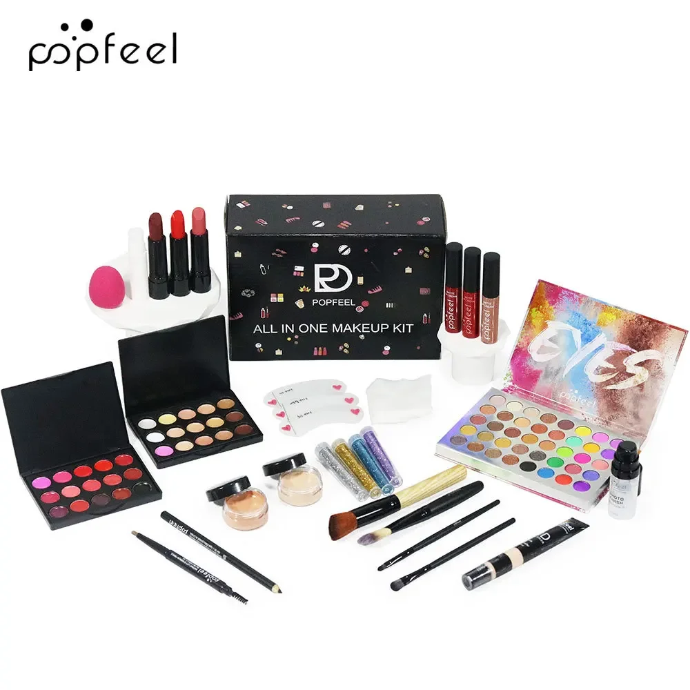 Kit de maquiagem popfeel de edição limitada, conjunto completo, tudo em um, sombra, delineador, pó, corretivo, conjuntos de luxo, presentes para mulheres, cosméticos