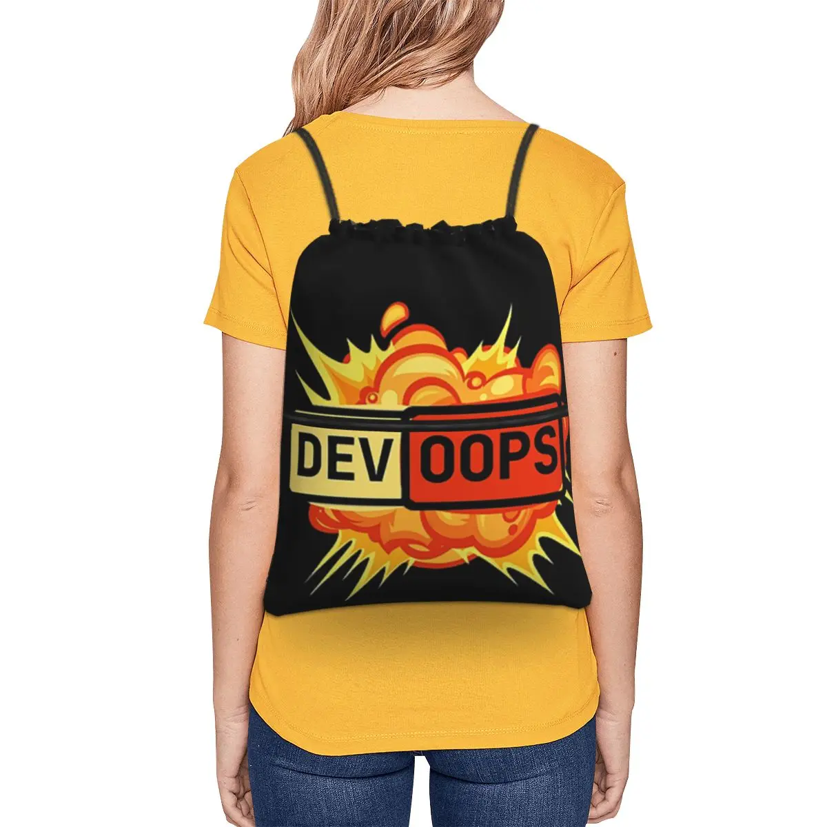 Devoops Devops Aufkleber tragbare Rucksäcke Kordel zug Tasche lässig Kordel zug Bündel Tasche Kleinigkeiten Taschen für Schüler