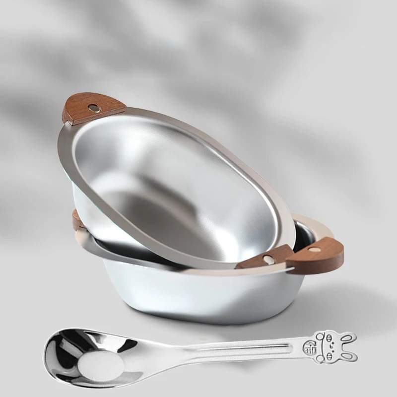 Stainless Steel Fruit Salad Bowls Bear Bowl Soup Rice Noodle Ramen Bowl Kitchen Tableware Utensils Food Container Mixing Bowls