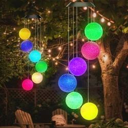 1 Pc Outdoor Solar Pellet Ball Wind Chime Color Changing Light Waterproof Garden Decorative Light Party Atmosphere Light