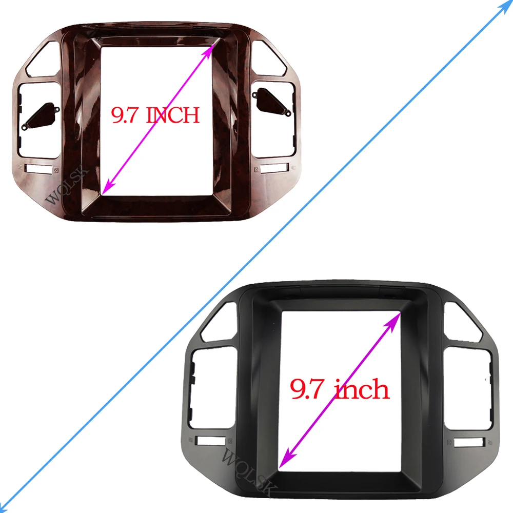 

For MITSUBISHI V73 PAJERO 2004-2011 9.7 Inch 2 Din Car Radio Fascias Tesla Style Multimedia Frame Video Player Panel Trim