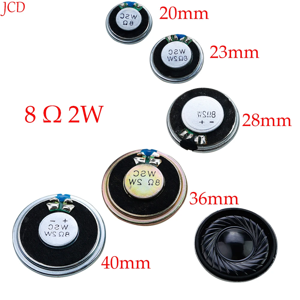 2PCS Thin Mini Speaker 8 Ohm 2 Watt 2W 8R Speaker Diameter 20MM 23MM 28MM 36MM 40MM 2CM 2.3CM 2.8CM 3.6CM Thickness 5MM 4.5MM