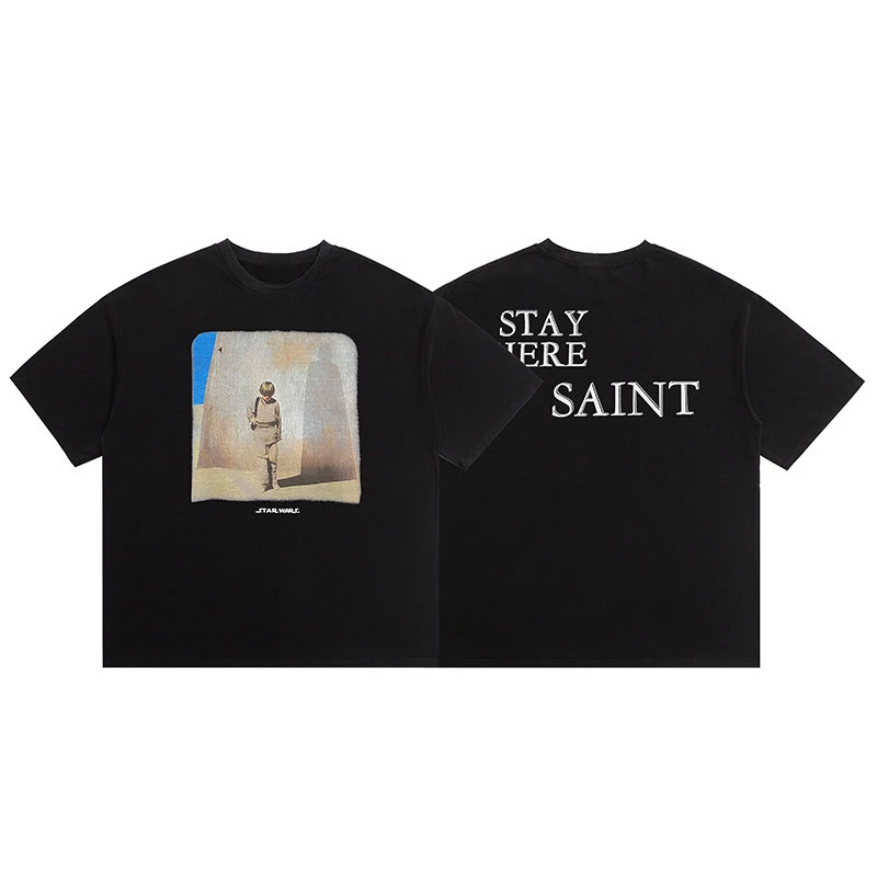 Top Summer Saint Vintage Michael American High Street Retro Kurzarm-Baumwoll-T-Shirts für Männer und Frauen – Detail 5