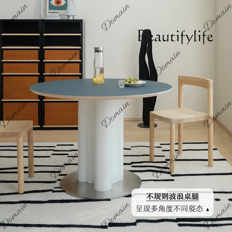 35 N Lake round table Nordic stainless steel color matching retro round small apartment home dining table cream style designer