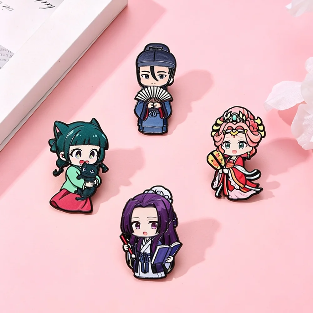 4pcs/set Cute Anime The Apothecary Diaries Girls Enamel Pin Cartoon Brooches For Women's Fashion Lapel Badges Gift for Friends
