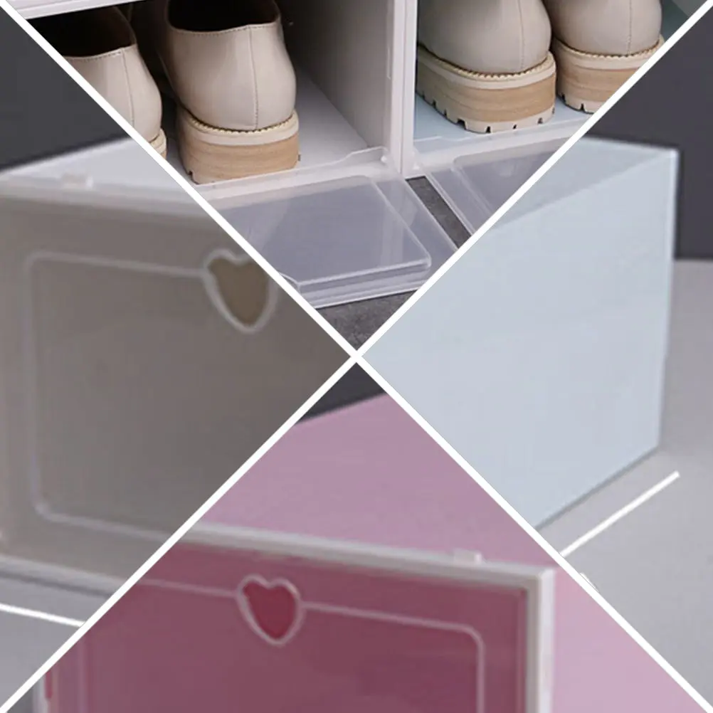 

4Pcs Stackable Plastic Shoes Box Transparent Drawer Organizer Storage Container Shoe Storage Shoes Box
