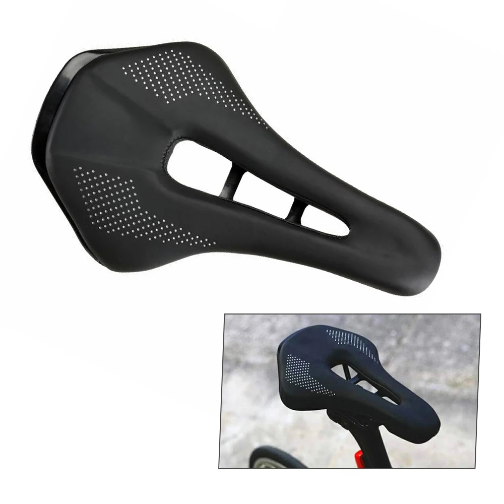 

1 Pc Ultralight Road Bike Saddle 25*12cm Black Breathable Durable Wear-Resistant Aerodynamic Design Bicycle Parts Accessories