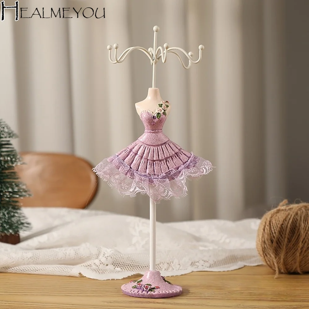 

Organizer Rack Dress Model Jewelry Display Rack Princess Luxury Necklace Mannequin Display Stand Rose Ring