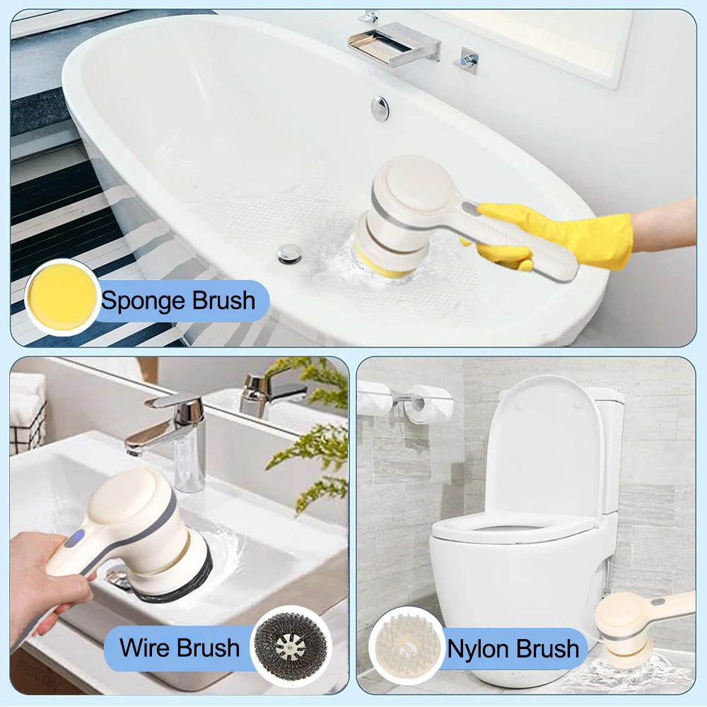 Electric Bathroom Cleaning Brush Multifunctional Household Wireless Electric Rotary Cleaning Brush for Bathroom Cleaning Brush