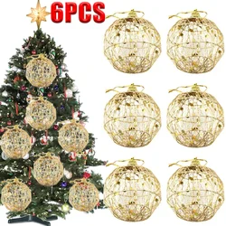6PCS Christmas Xmas Tree Gold Ball Baubles Hanging Party Ornament Decoration Navidad Golden Dusted Christmas Ball With Scales