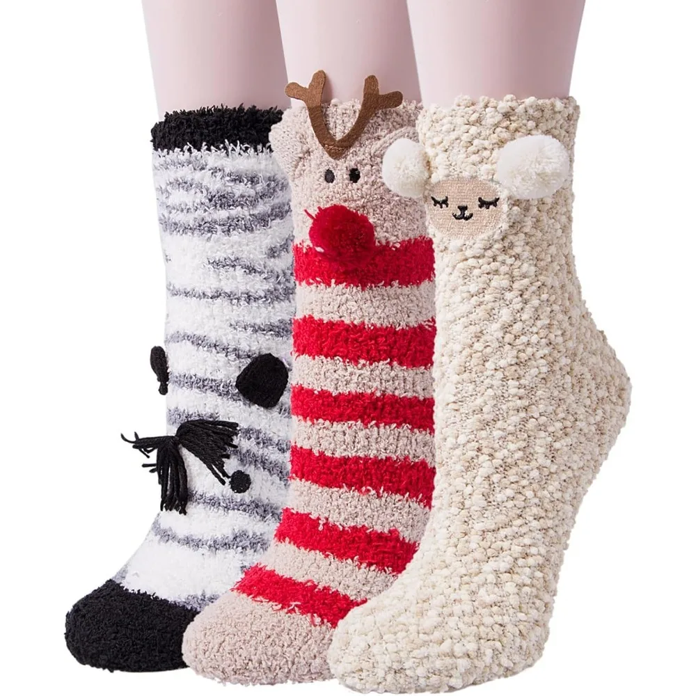 

Womens Fuzzy Socks Winter Warm Fluffy Soft Slipper Home Sleeping Cute Animal Socks