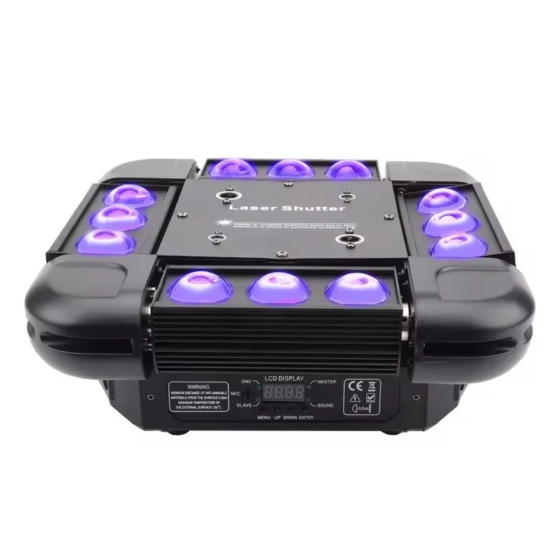إضاءة مسرح الرأس المتحركة ، شعاع العنكبوت ، تأثير القوية ، 12 LEDs ، W ، RGBW ليزر ، ديسكو ، دي جي ، مسرح ، حفلة