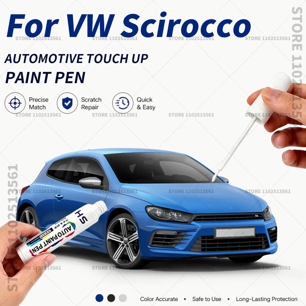 

For VW Scirocco White Black Red Green Car Touch Up Paint Pen Quick Repair Scratch Remover Auto Paint Brush Easy Application