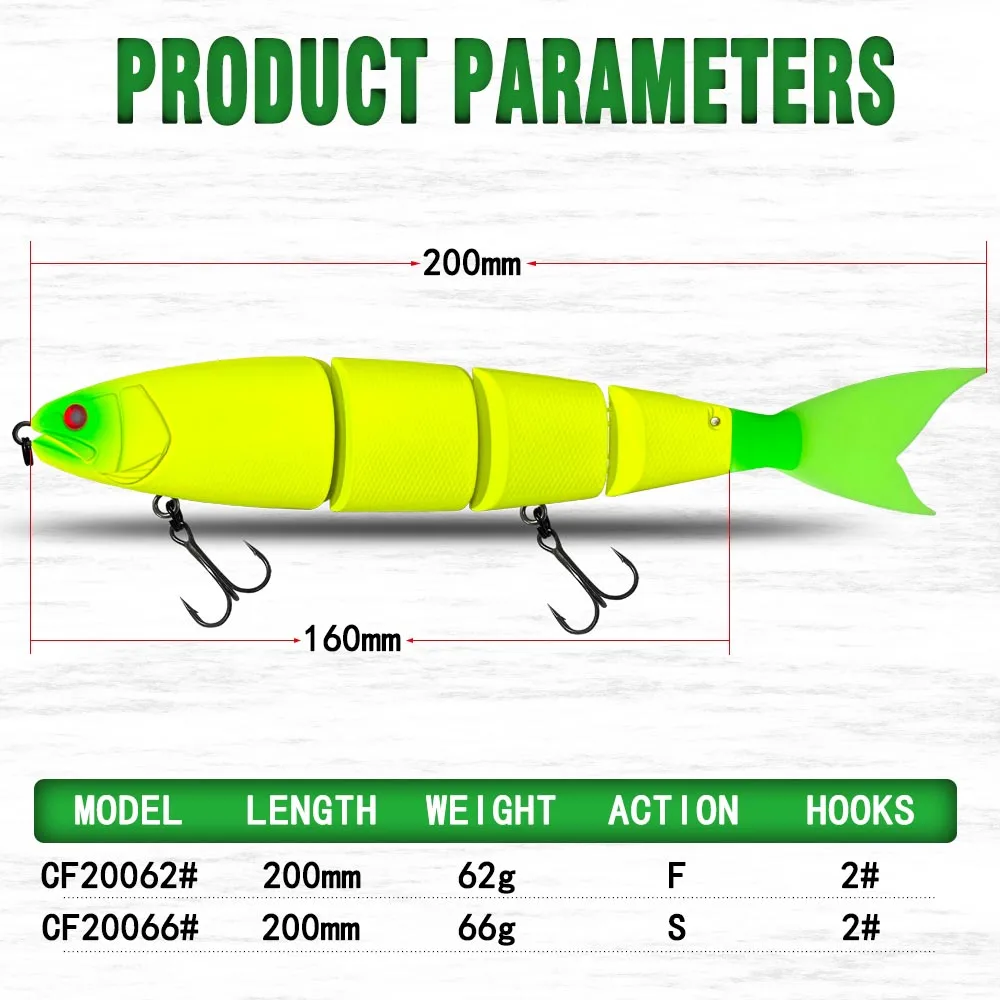 Esca da pesca esca da nuoto snodata galleggiante affondante 170mm 200mm esca dura gigante sezione esca per esca grande Bass Pike Lure