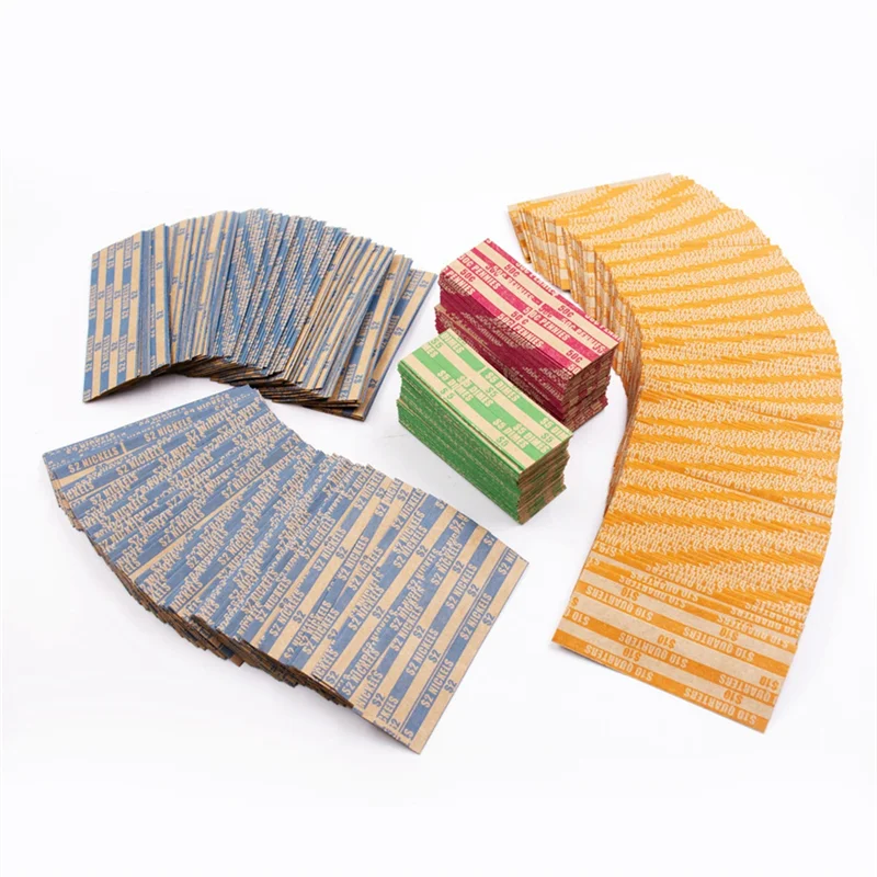 CEA 1000 Assorted Flat Striped Coin Wrappers - Pennies, Nickels, Dimes, Quarters