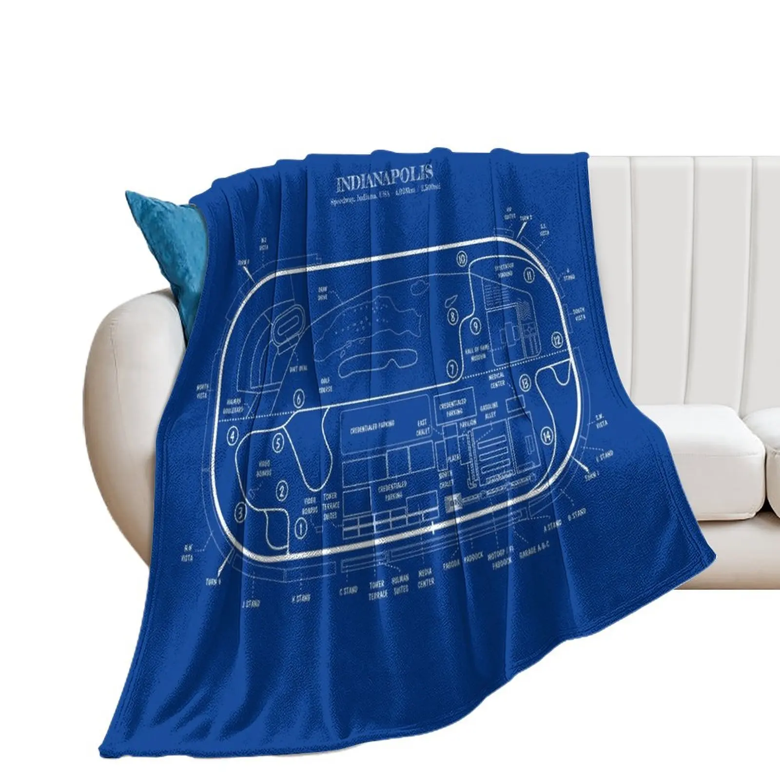 Indianapolis Motor Speedway (White Stencil-No Background) Throw Blanket Thin Thermals For Travel Plaid Soft Blankets