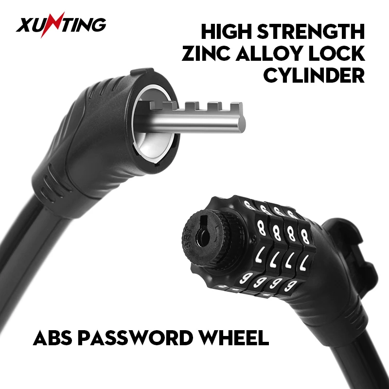 Xunting 33cm Bike Cable Lock Password Combination Anti Theft Lock MTB Road Bicycle Electric Scooter Motorcycle Cycling Lock