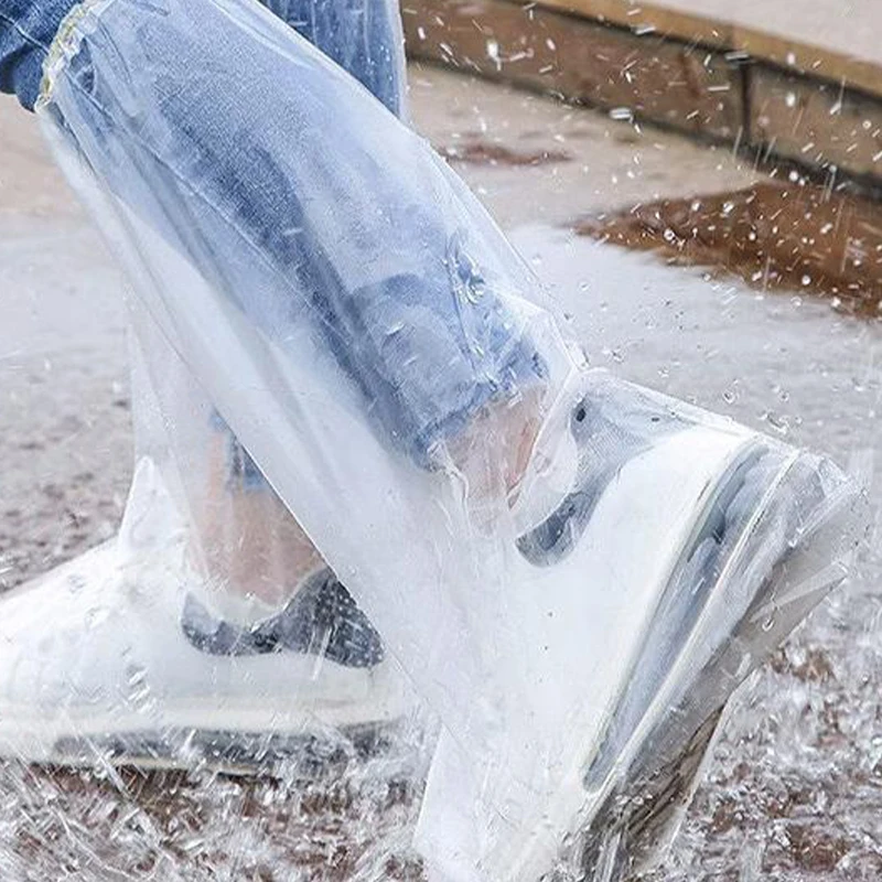 Disposable Shoe Covers Waterproof Long Tube Shoe Cover Thicken Non-Slip Overshoe Home Outdoor Cleaning Rainy Day Blue