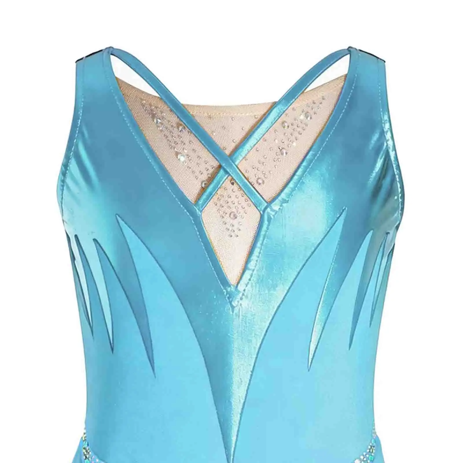 

Детский костюм для девочек: гимнастический, для фигурного катания, танцевальных выступлений и соревнований, без рукавов, с блестящими стразами, платье-леотард