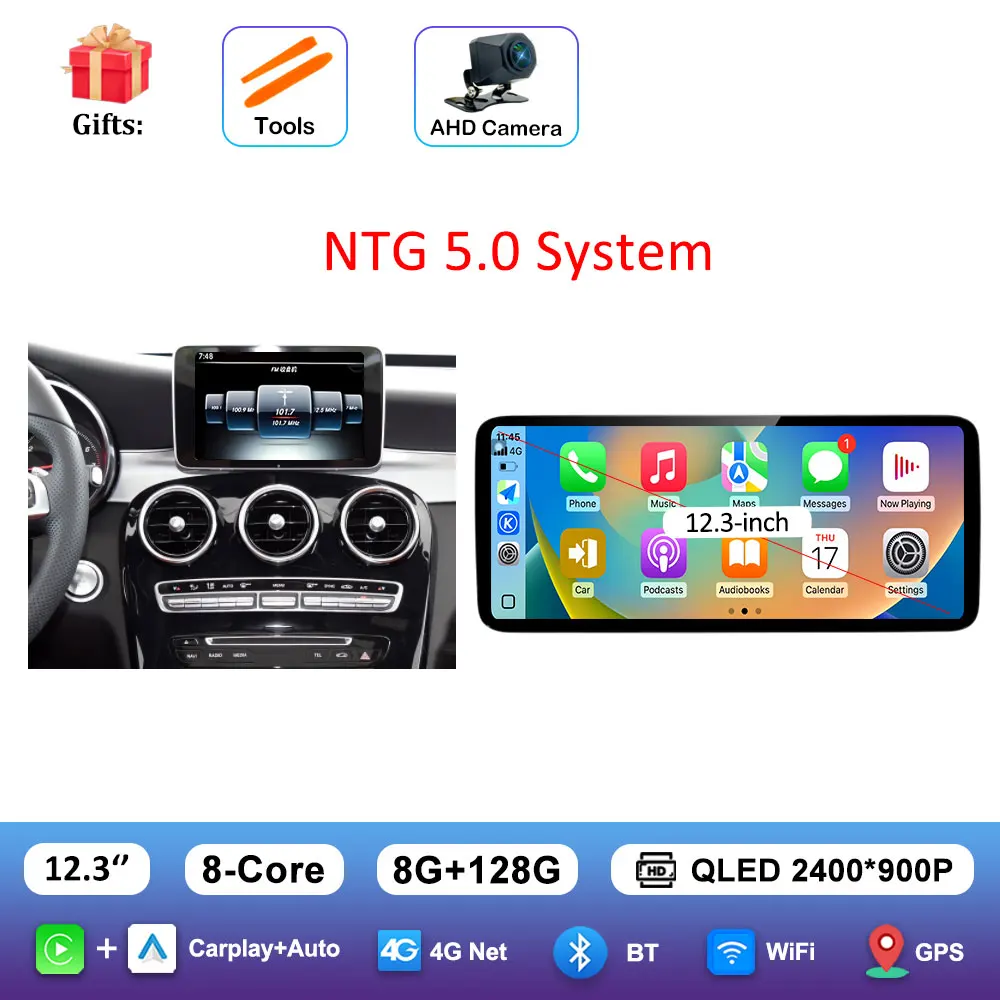 Android 16 Intelligent Systeem voor BENZ C-KLASSE W205 GLC 2015 - 2018 Auto Video Multimedia Speler GPS Navigatie QLED HD Scherm BT - afbeelding 1