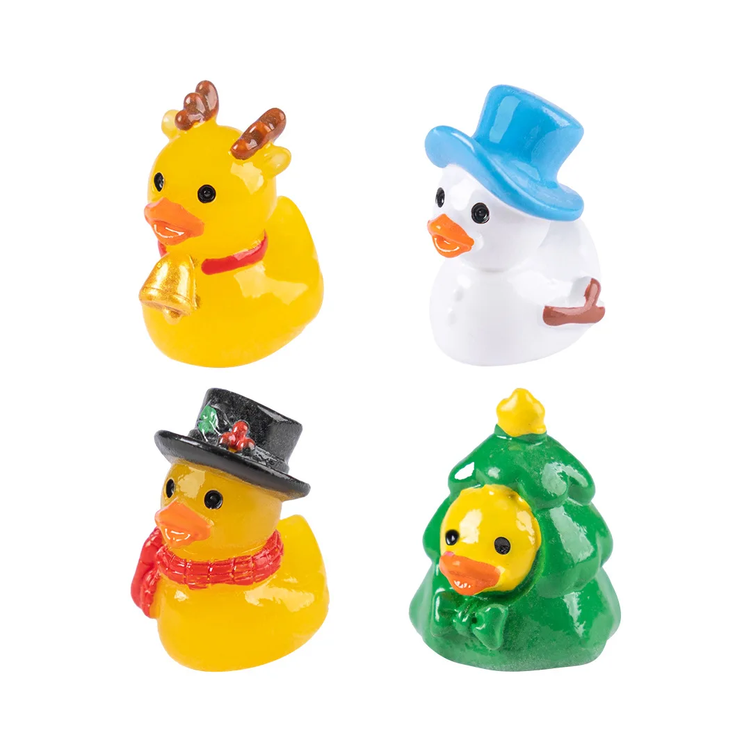 عيد الميلاد مصغرة زخرفة ملونة ليتل الأصفر بطة تمثال Diy حديقة دمية مصغرة المشهد الصغير ملحق لوعاء #5