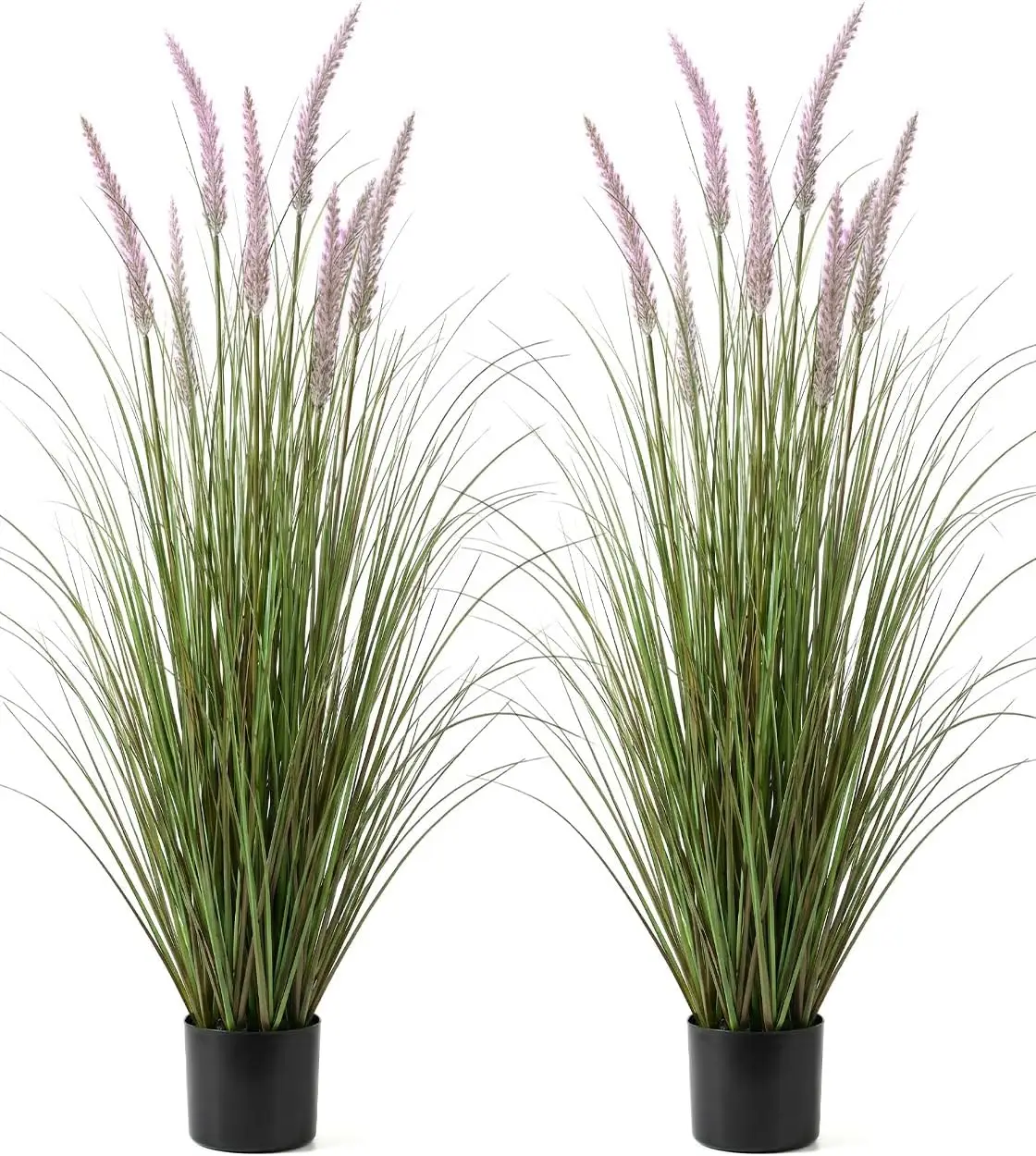 Artificial Cattail Grass 4Ft 2 Pack 48 Inch Fake Outdoor Indoor Plants Lifelike Faux Tall Reed Onion Grass Weighted Pot Zero Car