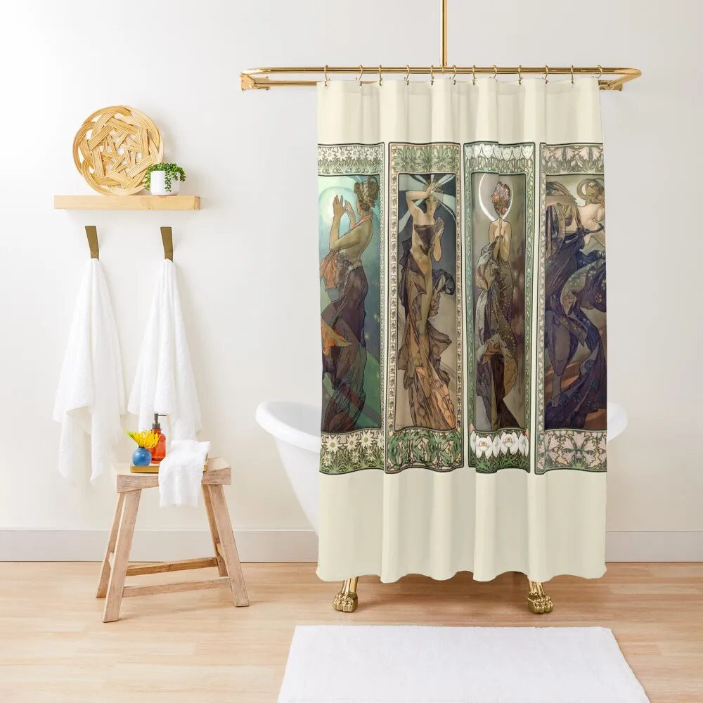 

The Moon and the Stars Alphonse Mucha Original Frames Shower Curtain Bathroom Deco Bathroom Shower Set Curtain