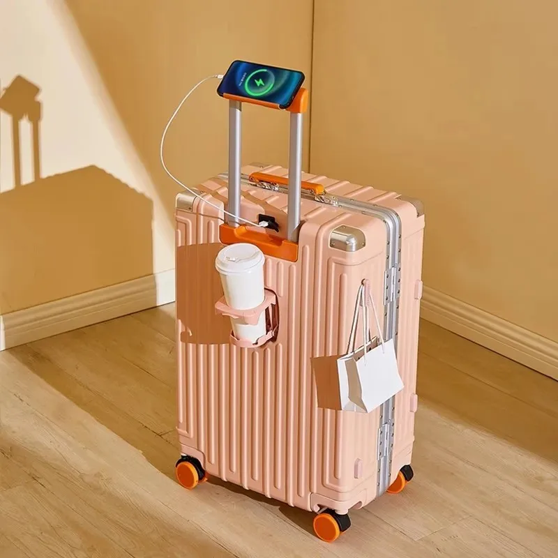 Aluminum Frame Multifunctional Ale Suitcase Can Student Trolley Suitcase Crash Light Luggage 20 22 24 26 28 Boarding Box