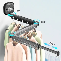 Folding Clothes Hanger Indoor Retractable Cloth Drying Rack Space Saving Home Laundry Clothesline Wall Mount Amp Clothing Rack