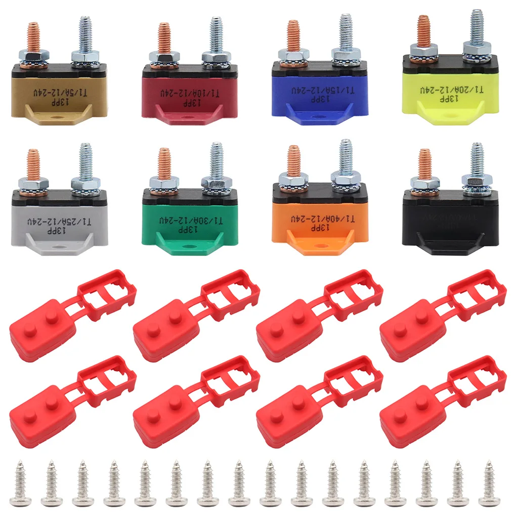 

5-50A 12V-24V Automatic Reset Circuit Breaker Circuit Breaker Automatic Reset With Cover Stud Bolts