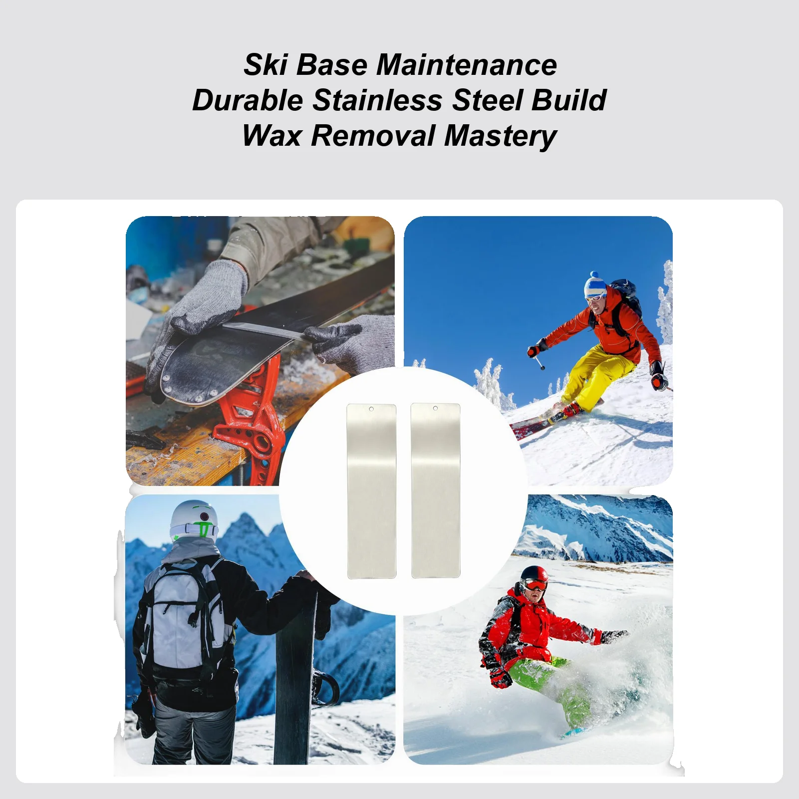 

2pcs Portable Skiing Supplies Snowboard Maintenance wax scraper Double Board Waxing Removal Tools for Sports Skiing Cycling