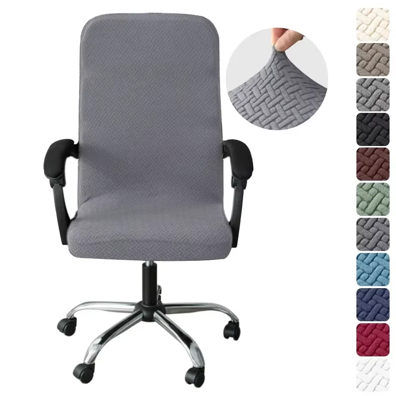 

Jacquard Stretch Office Computer Chair Cover Anti-dirt Elastic Gaming Chairs Slipcover Soild Color Rotatable Armchair Protector