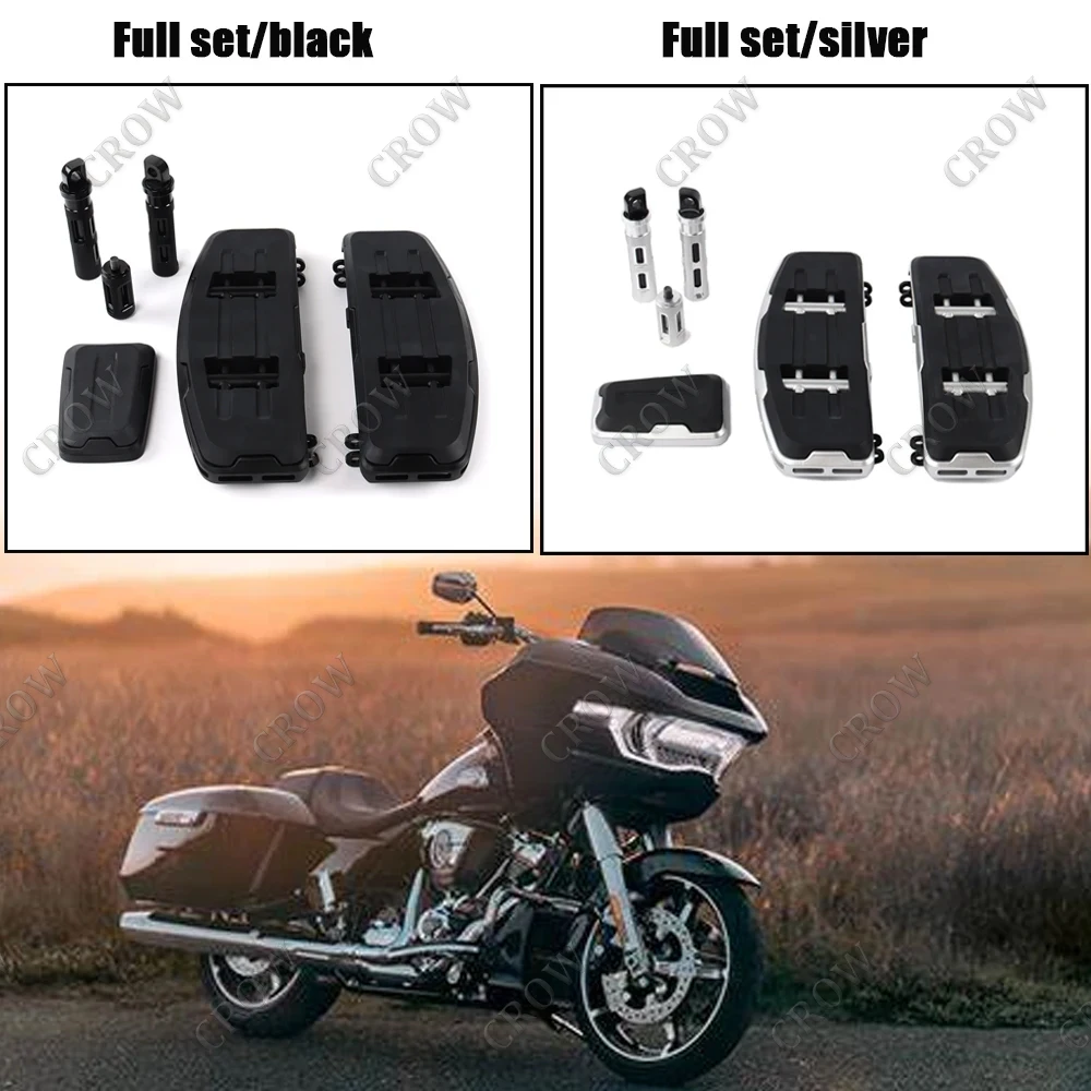 

2024NEW Motorcycle Black Silver Switchback Rider Footboards For Harley 2024 TOURING Road Glide FLTRX Street Glide FLHX 117 CVO