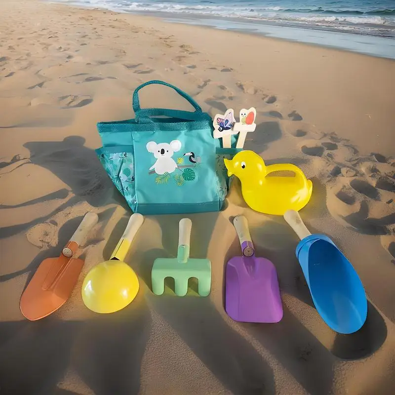 Sand Beach Toys 9pcs Travel Sand Toys Digging Tools Kit For Pool Garden Vacation Funny Activities For Boys Girls Ages 3+