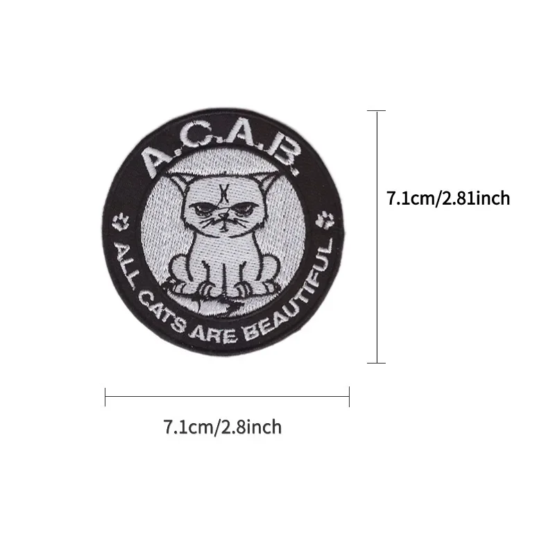 20pcs/Lot Luxury Round Cat Black White Anime Embroidery Patch Letter Shirt Bag Clothing Decoration Accessory Craft Diy Applique