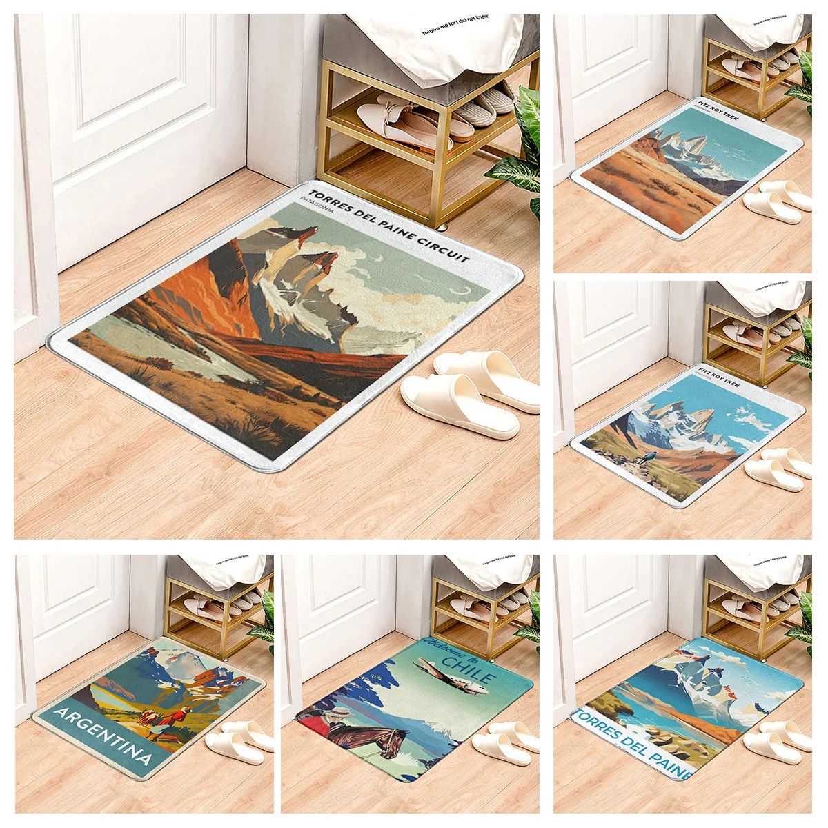 

Новинка 2023 года, нескользящий дверной коврик, американский ретро-художественный впитывающий напольный ковер с принтом, внутренний/наружный входной напольный коврик 60x90 см