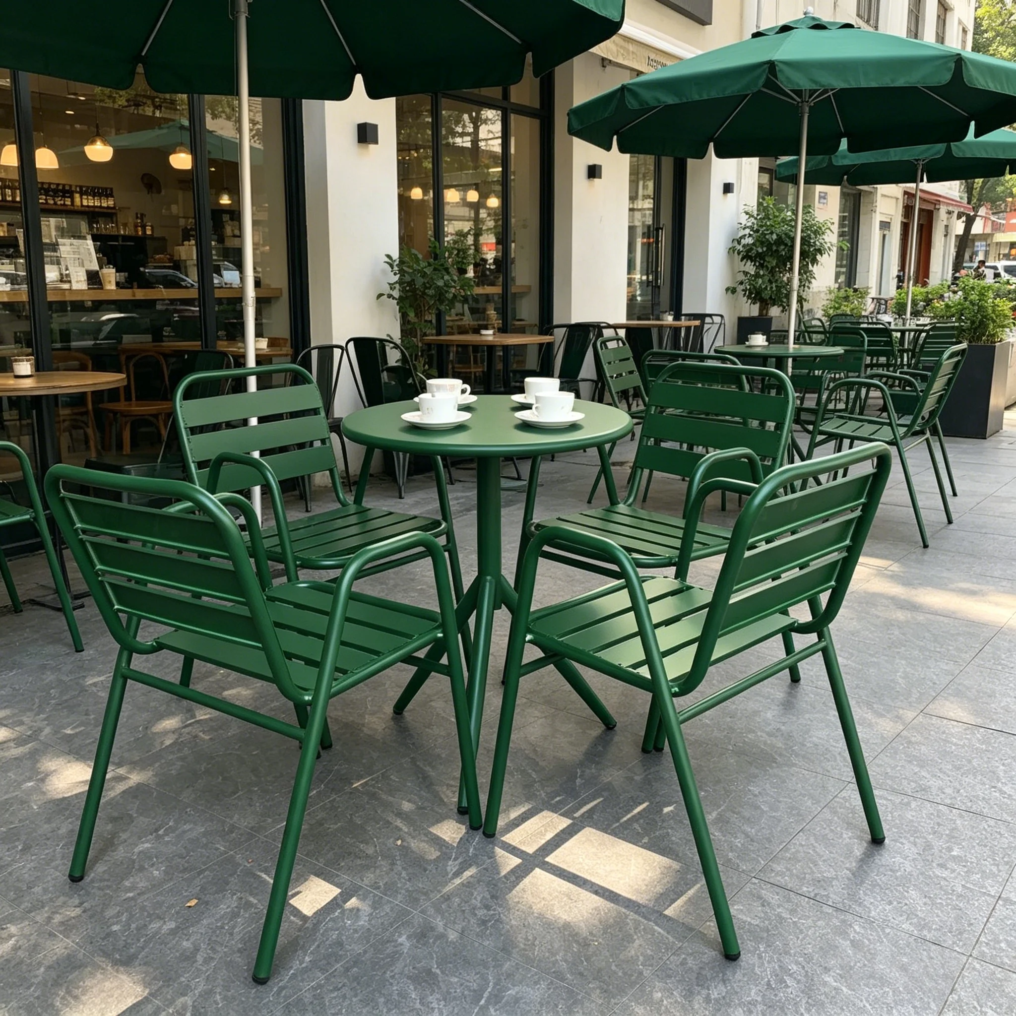 & Modern Durable Aluminum Waterproof Table Stackable Chair Set Portable Save Space for Outdoor Casual Use Leisure Villa Patio Sh