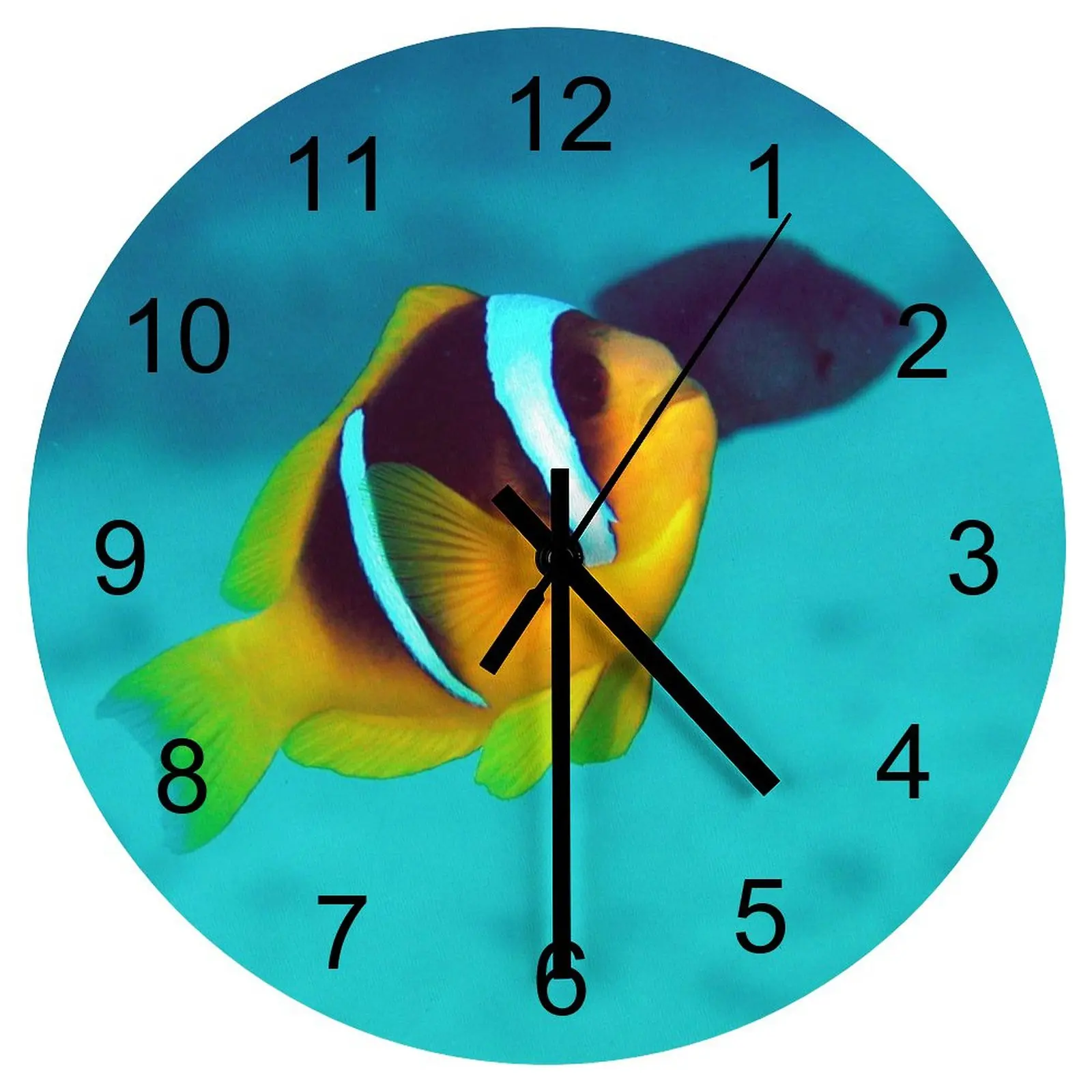 

Farm Wall Clock Entrancing underwater world Clocks 12 inch Silent Wood Round Patterned DIY Theme Modern